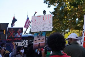 BLM protesters demonstrate against violence in the Tigray region of Ethiopia